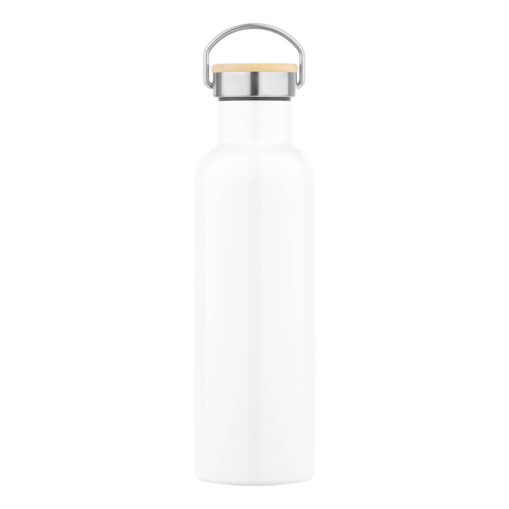 Edelstahl-Thermoflasche mit Bambusdeckel 750 ml (Sublimation)